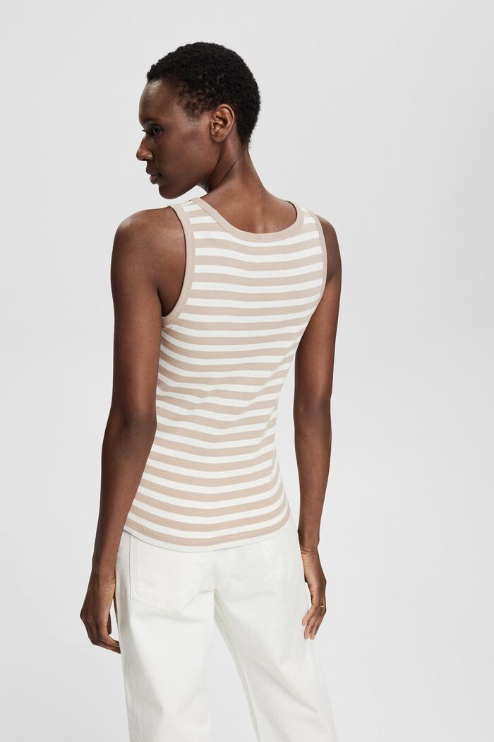 Sleeveless top with striped pattern, LIGHT TAUPE, detail image number 3