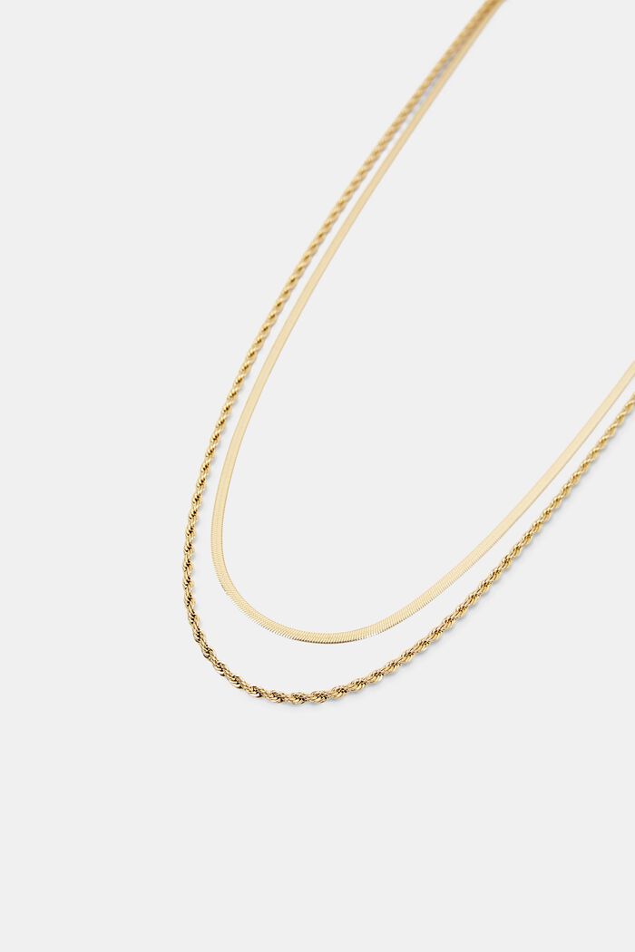 Stainless Steel Layered Necklace, GOLD, detail image number 1