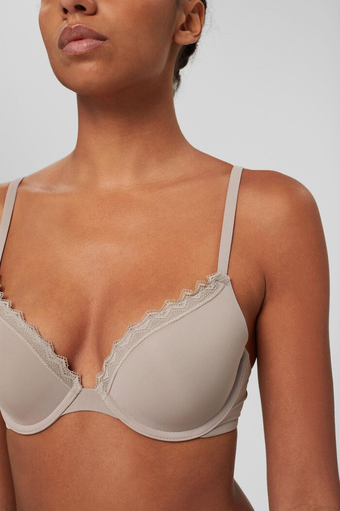 Push-up bra trimmed with lace, LIGHT TAUPE, detail image number 2