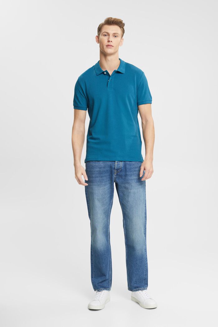 Slim fit polo shirt, PETROL BLUE, detail image number 4