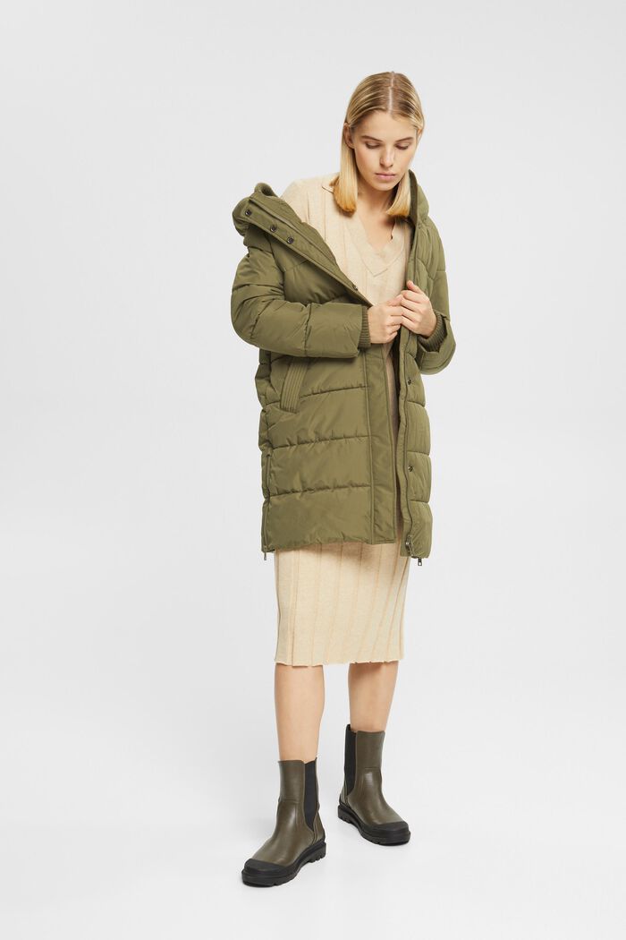 Quilted coat with side hem zips