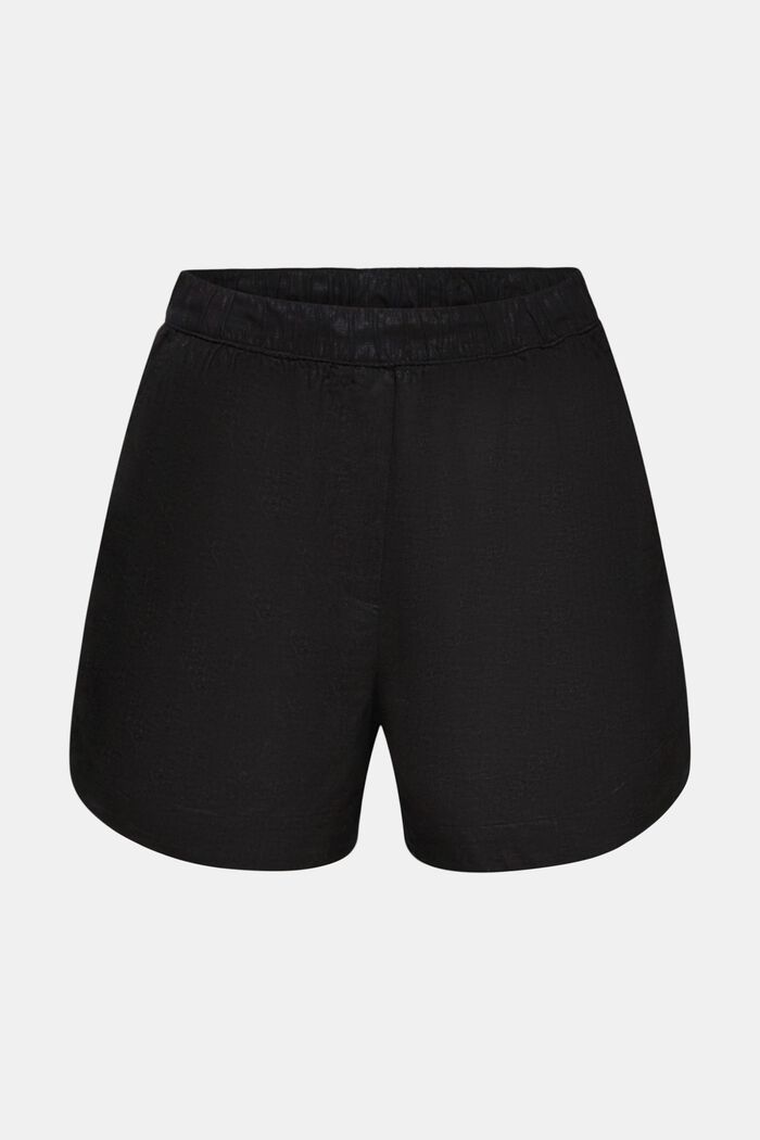 Linen-Blend Pull-On Shorts, BLACK, detail image number 7