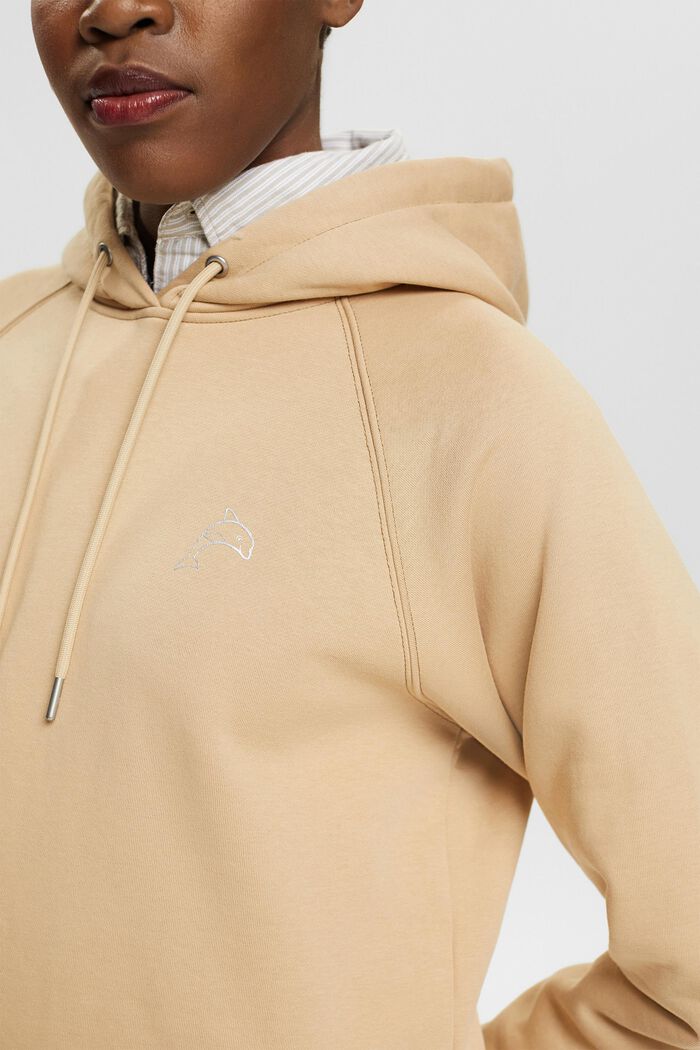 Cropped hoodie with dolphin logo, SAND, detail image number 2