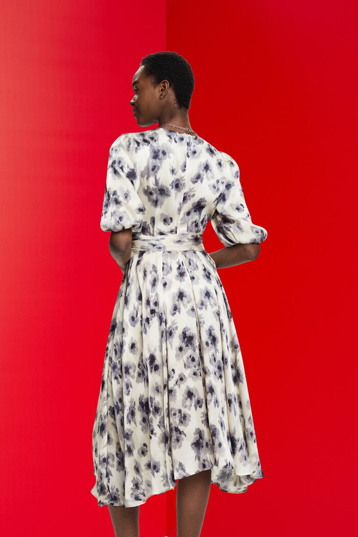 Puff sleeve dress with floral print, WHITE, detail image number 3