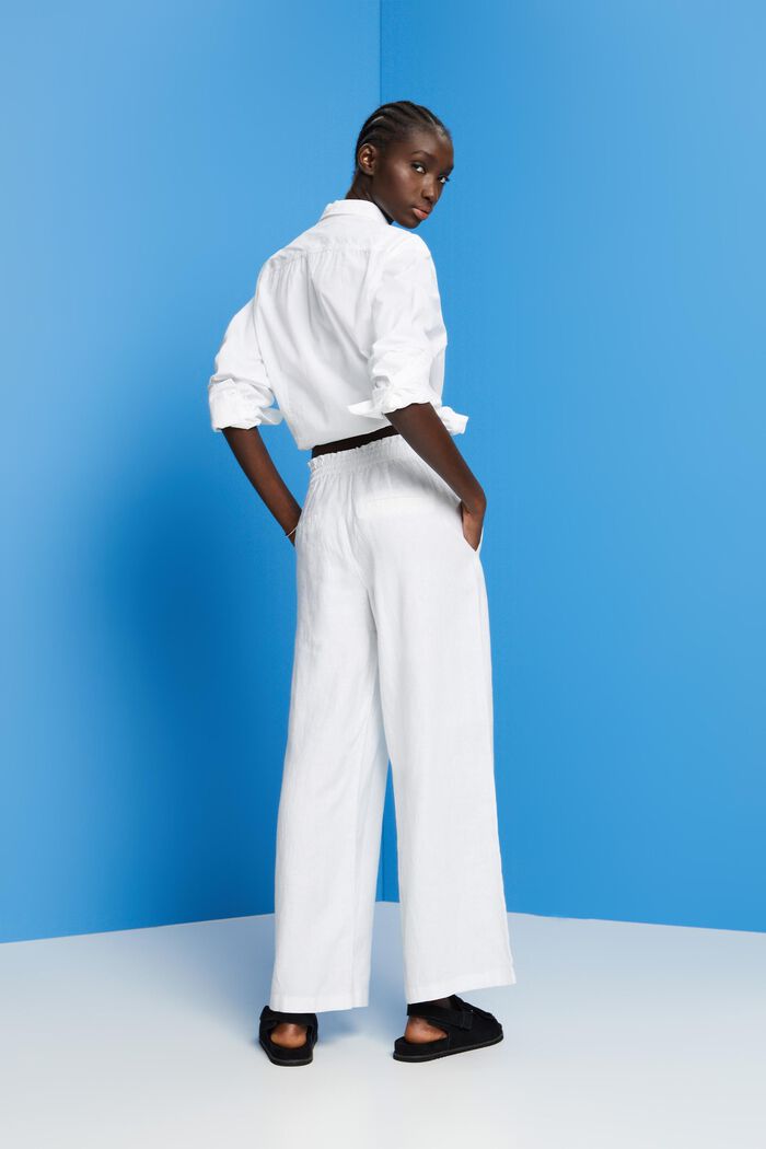 Wide fit linen trousers, OFF WHITE, detail image number 3
