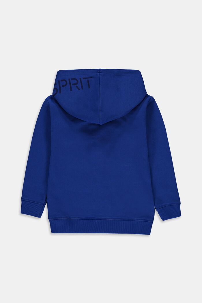 Zip-up hoodie with a logo print, 100% cotton, BRIGHT BLUE, detail image number 1