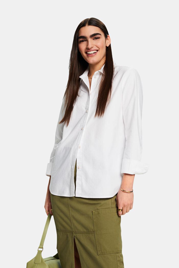 Oxford Shirt Blouse, WHITE, detail image number 0