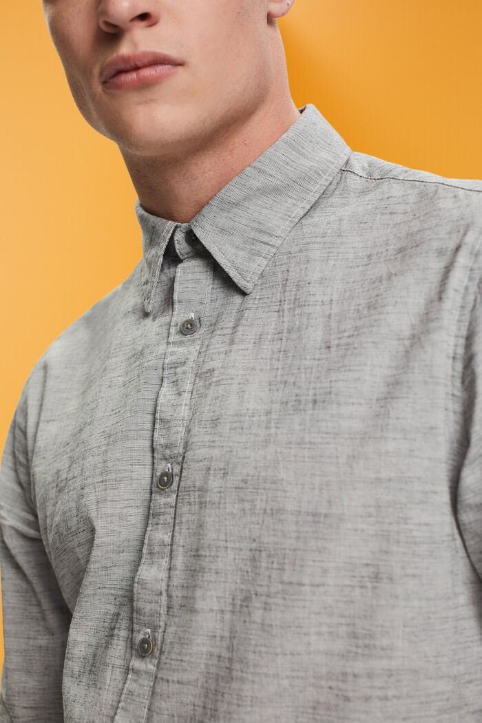 Sustainable cotton striped shirt, MEDIUM GREY, detail image number 2