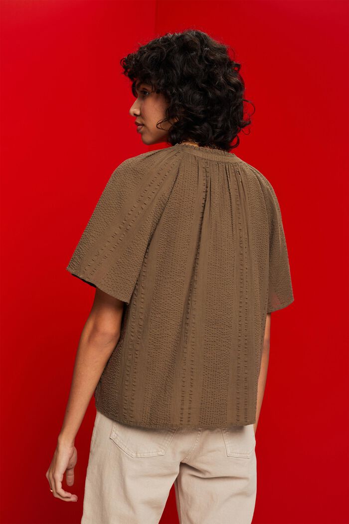 Cotton blouse, KHAKI GREEN, detail image number 3