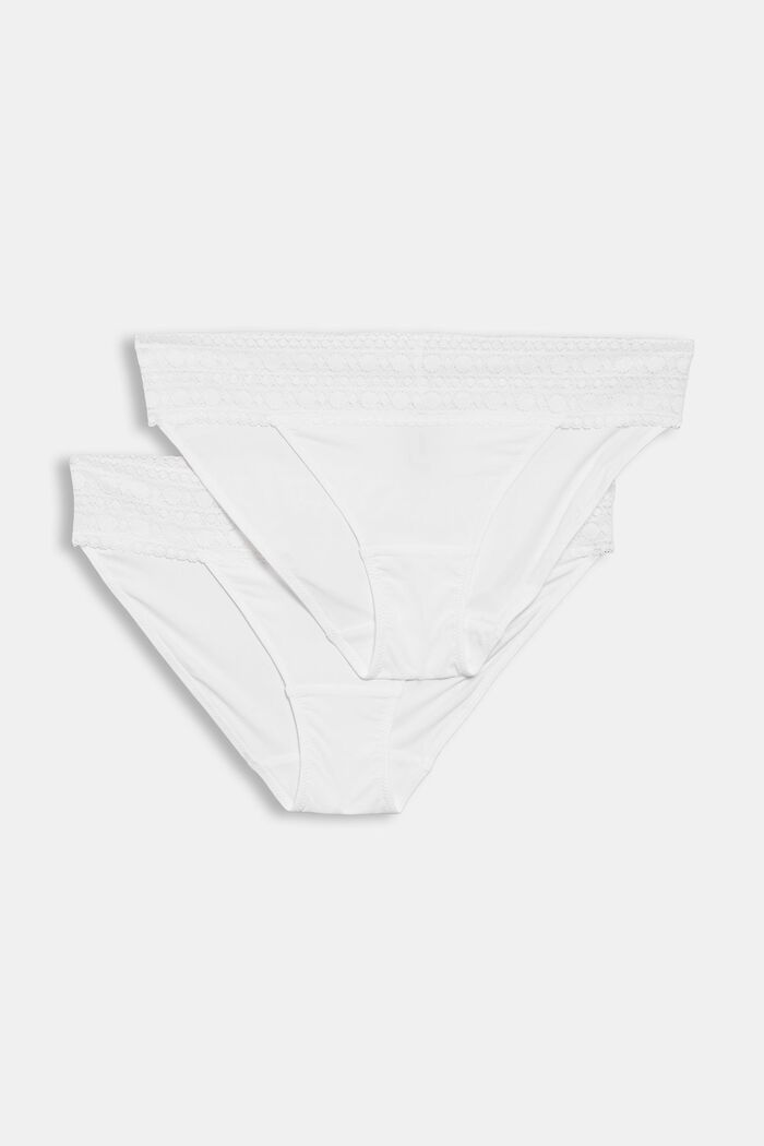 Recycled: double pack of microfibre briefs trimmed with lace, WHITE, overview