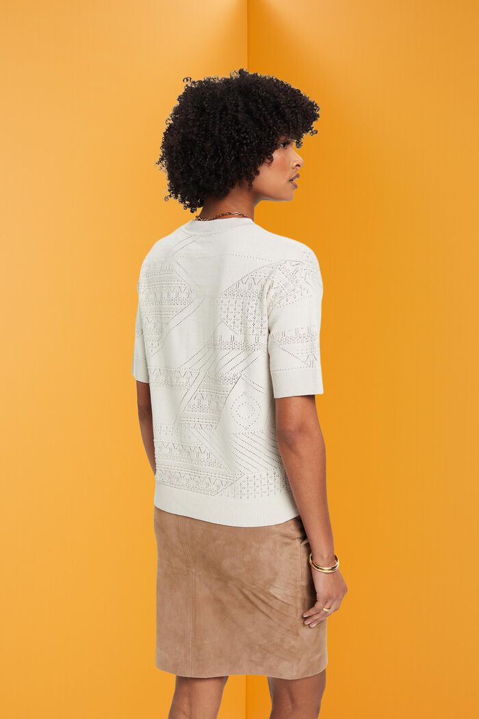 Short-sleeved linen blend sweater, PASTEL GREY, detail image number 3