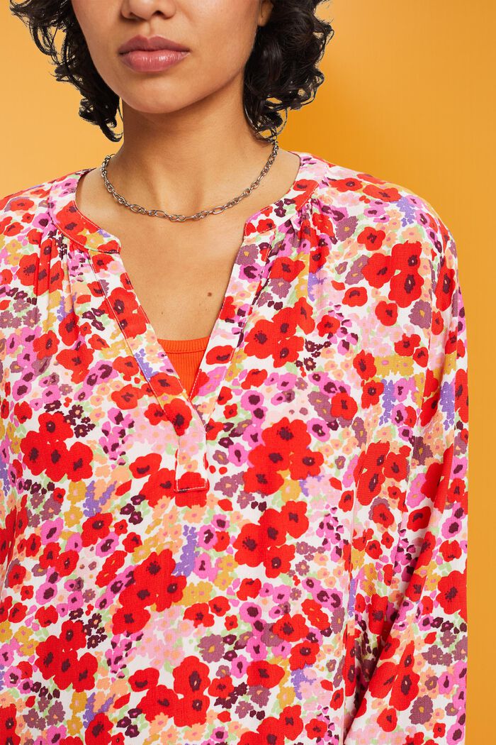 Floral V-neck blouse, OFF WHITE, detail image number 2