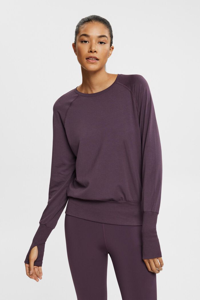 Long sleeve top with thumb holes, AUBERGINE, detail image number 2