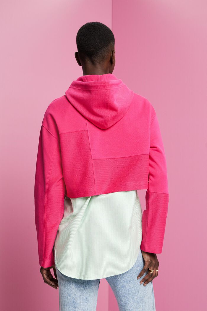 Cropped patchwork hoodie, PINK FUCHSIA, detail image number 3