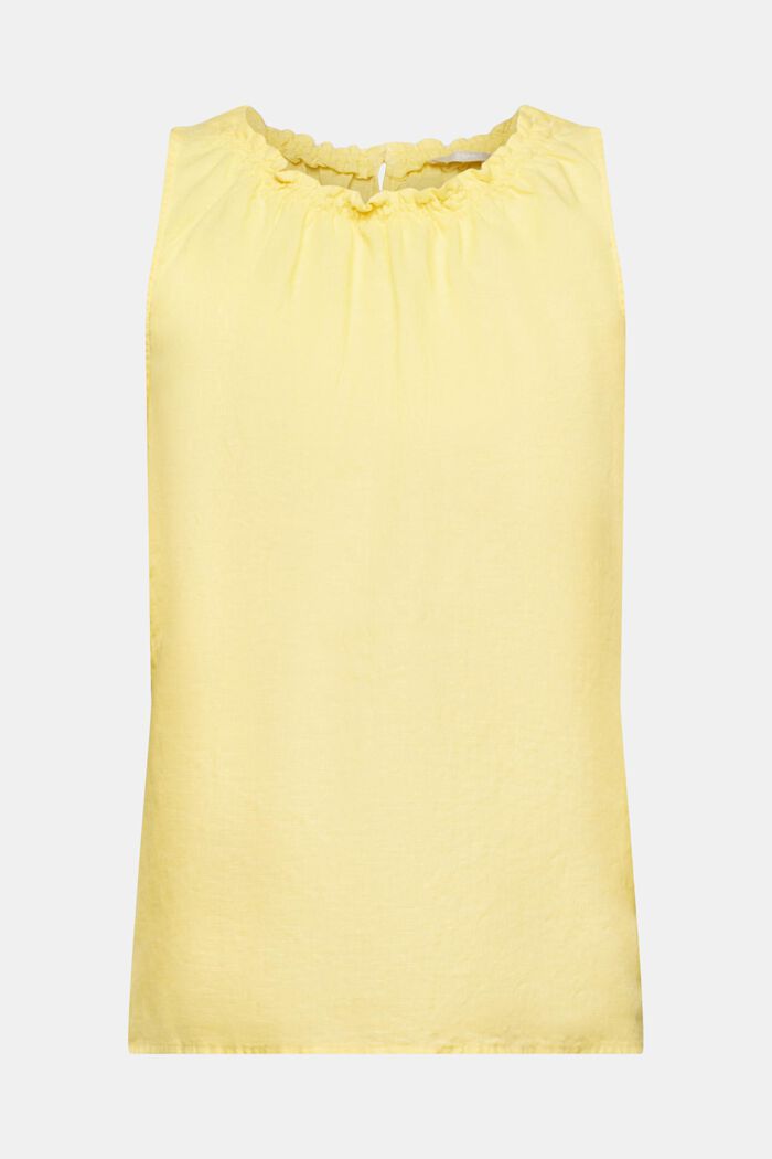 Sleeveless linen blend blouse, LIGHT YELLOW, detail image number 5