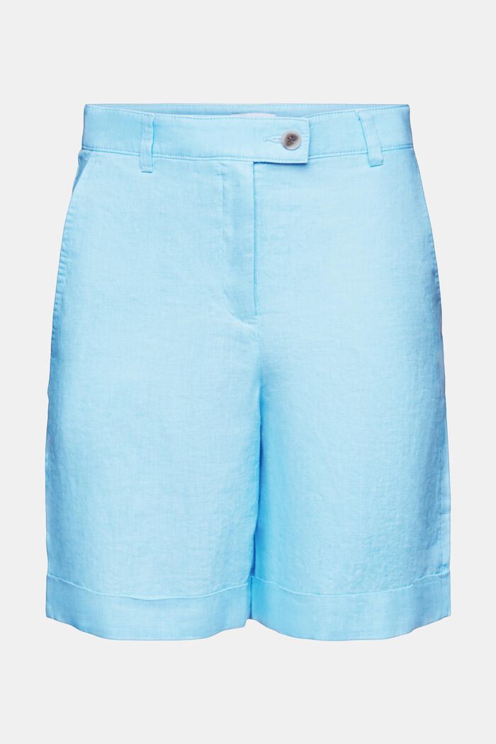 Linen Cuffed Shorts, LIGHT TURQUOISE, detail image number 7
