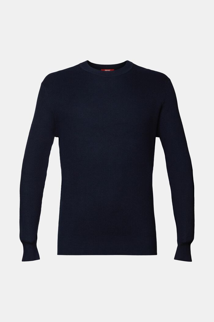 Structured Knit Crewneck Sweater, NAVY, detail image number 5