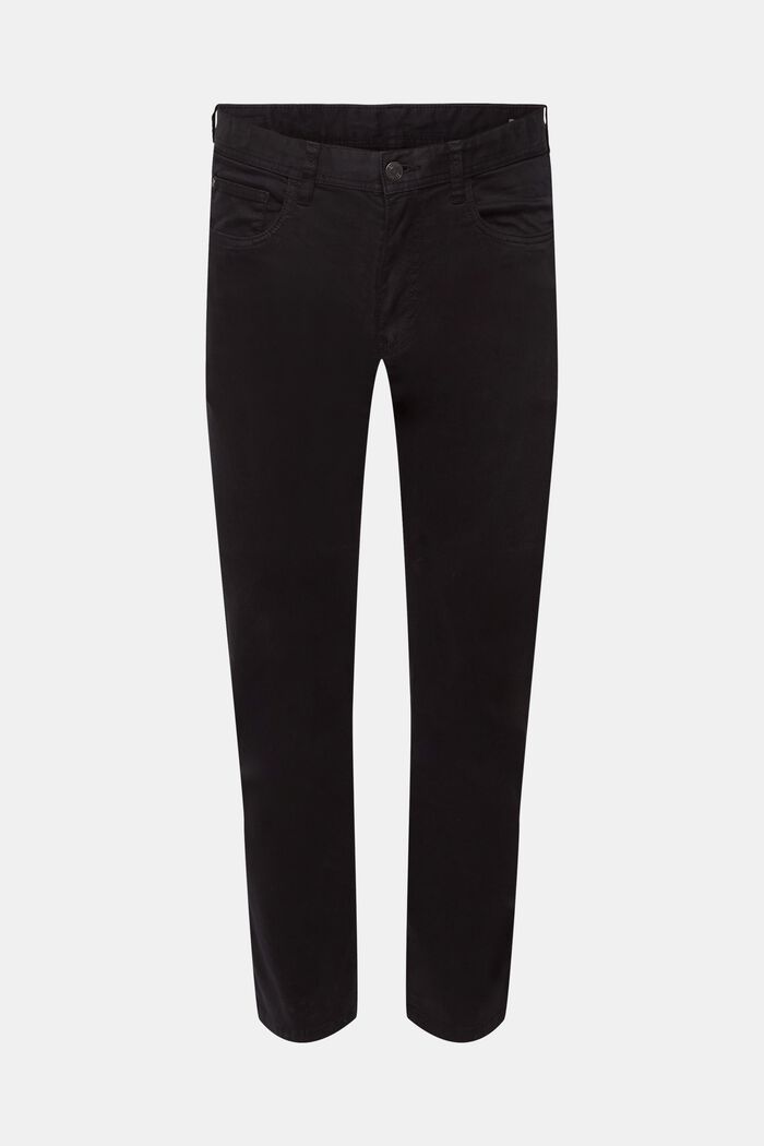 Slim fit trousers, organic cotton, BLACK, overview