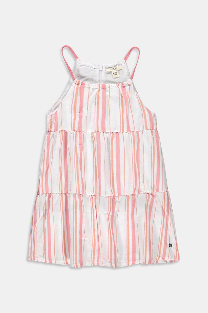 Striped flounce dress in 100% cotton