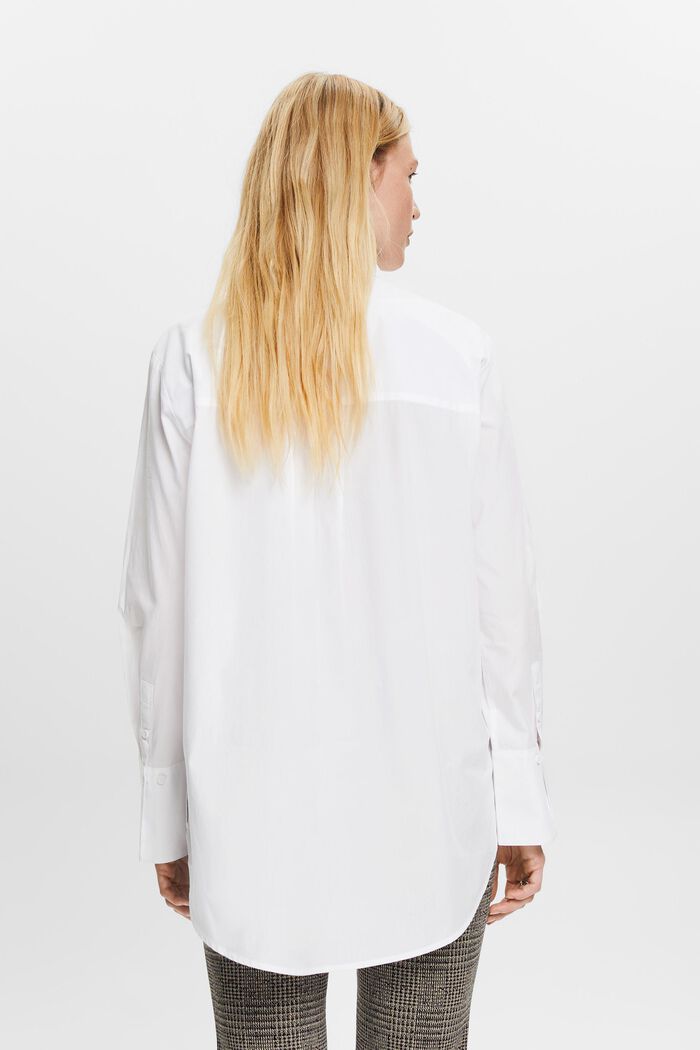 Loose fit shirt blouse, 100% cotton, WHITE, detail image number 3