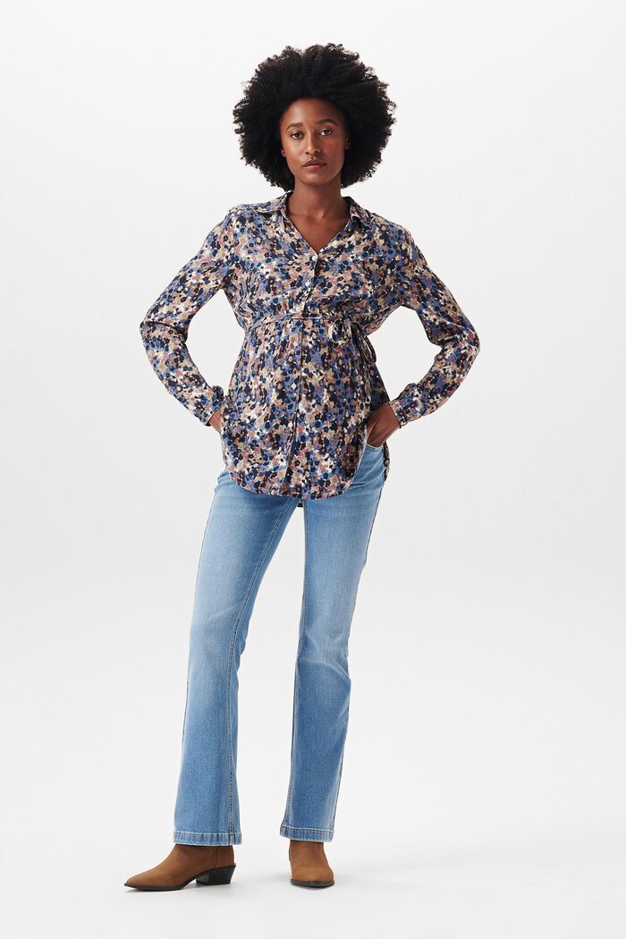 Patterned blouse, BLUE, overview