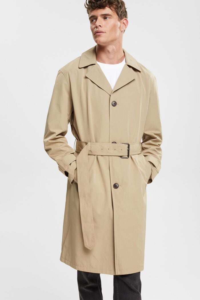 Esprit Trench Coat With Belt At Our, Mens Khaki Trench Coat With Belt