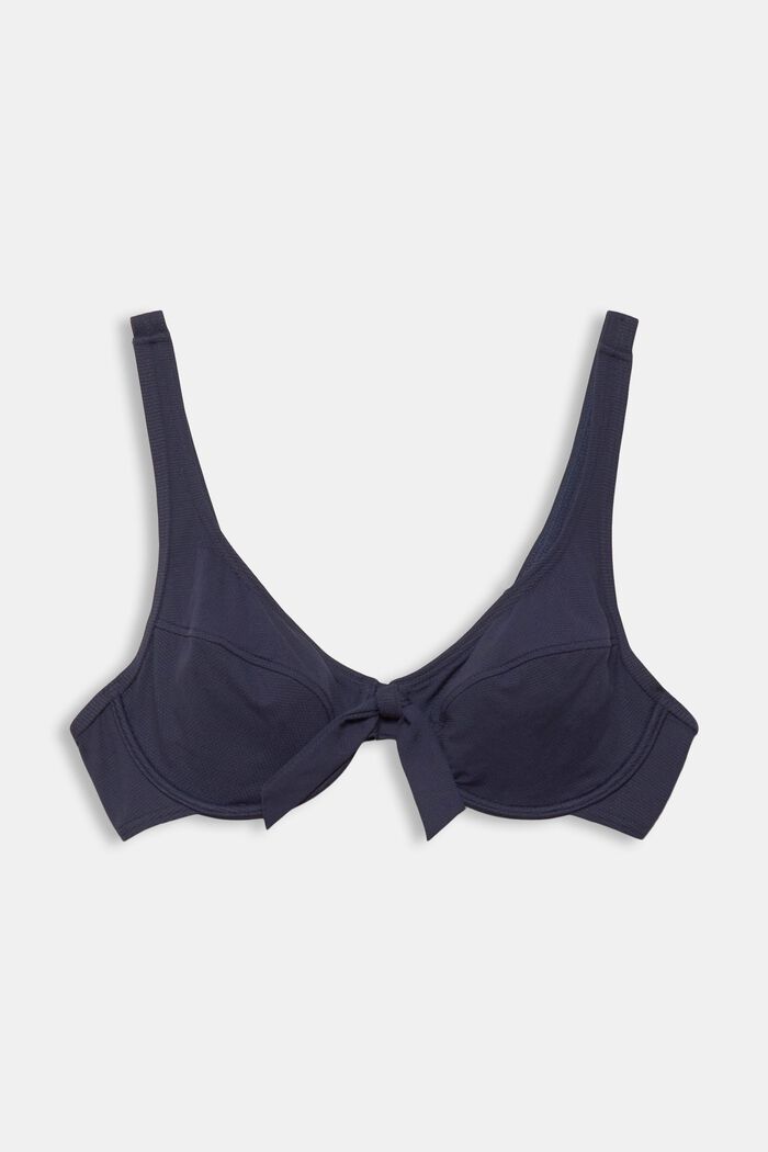 Made of recycled material: unpadded underwire bikini, NAVY, detail image number 1