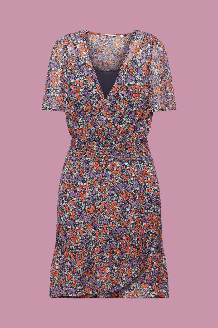 Floral mini dress with smocked waist, NAVY, detail image number 2