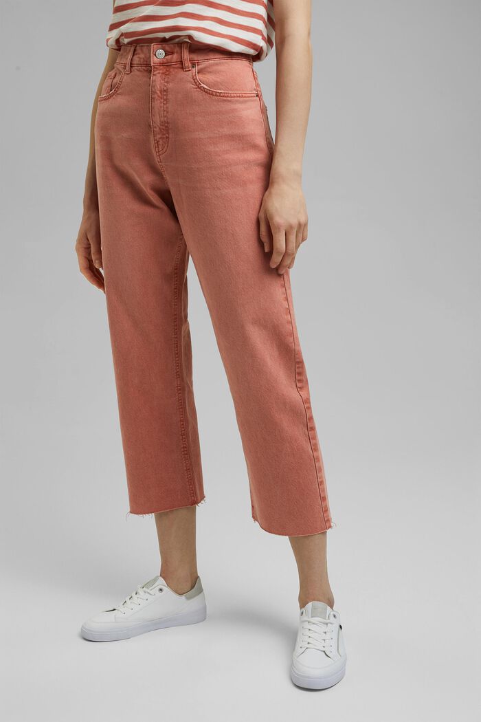 Relaxed 7/8-length trousers in a garment-washed look, organic cotton, BLUSH, detail image number 6