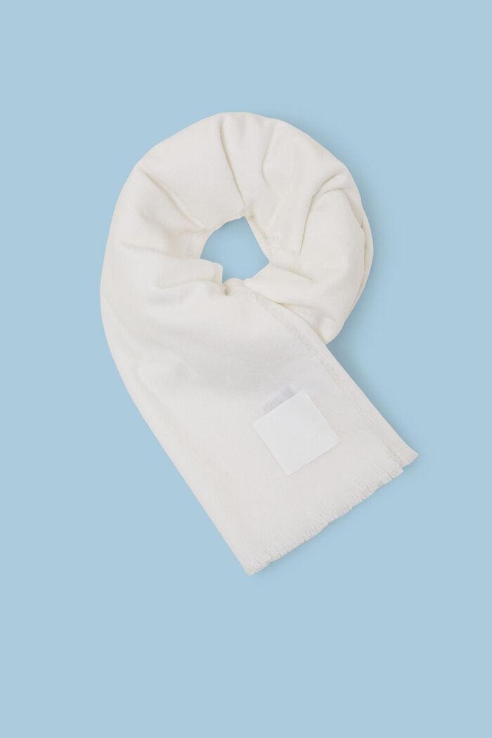 Brushed Wool-Blend Scarf, OFF WHITE, detail image number 0