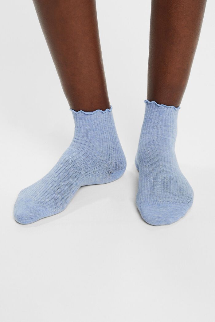 2-pack of socks with ruffled cuffs, organic cotton, NAVY/BLUE, detail image number 1