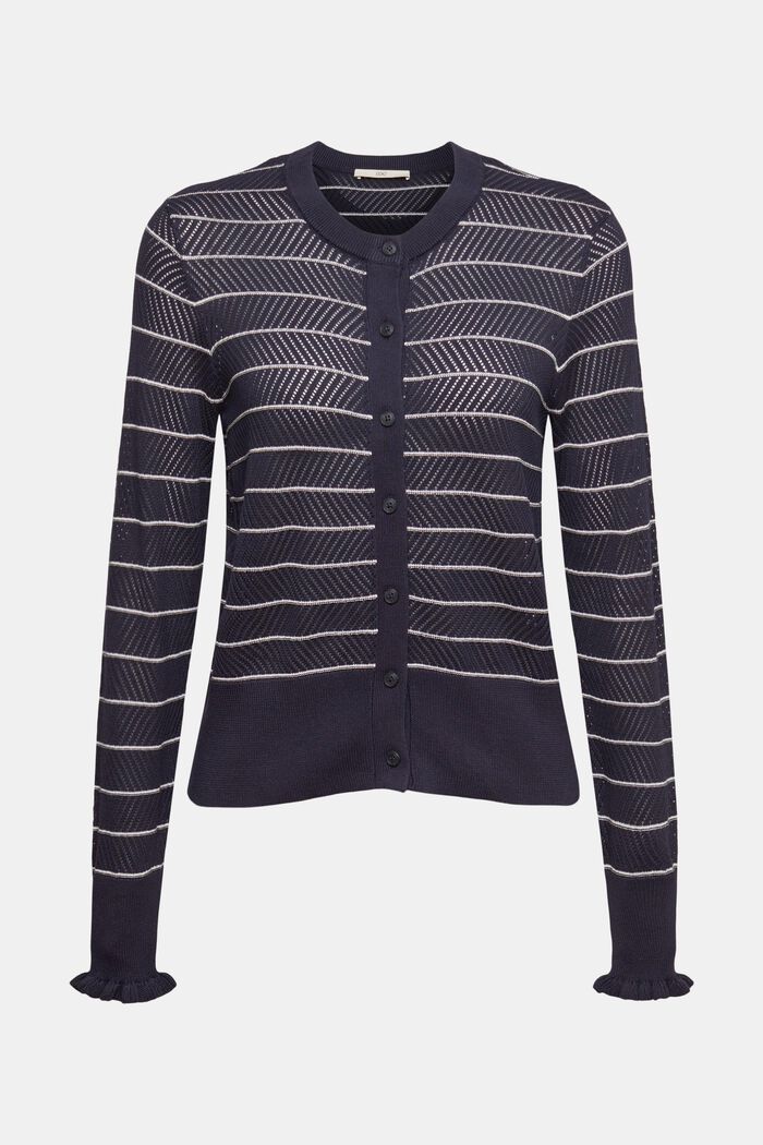 Striped pointelle cardigan, NAVY BLUE, detail image number 2