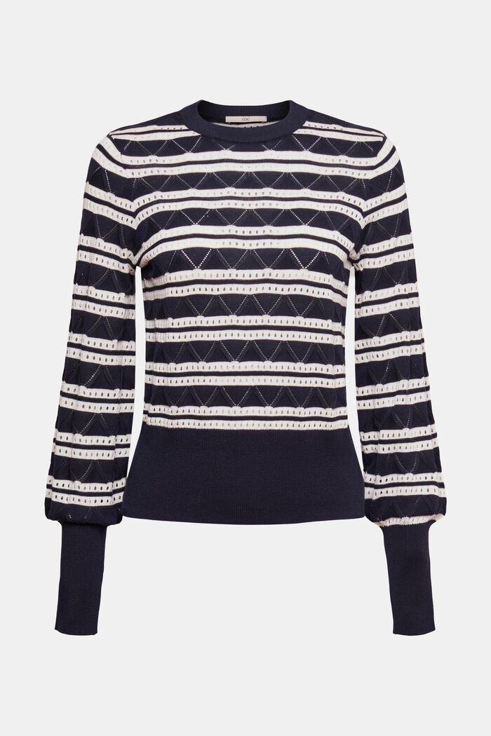 Pointelle jumper with stripes, NAVY, detail image number 2