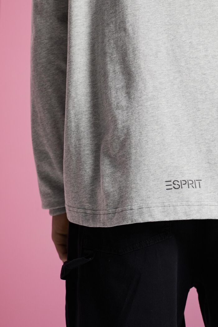 Long-sleeved top with dolphin print, LIGHT GREY, detail image number 4