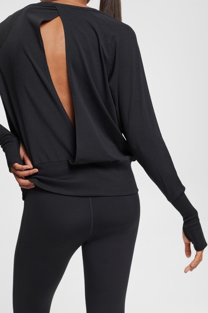 Long sleeve top with thumb holes, BLACK, detail image number 4