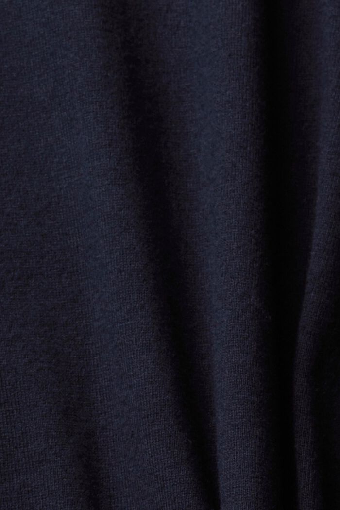 Knitted roll neck jumper with cashmere, NAVY, detail image number 1