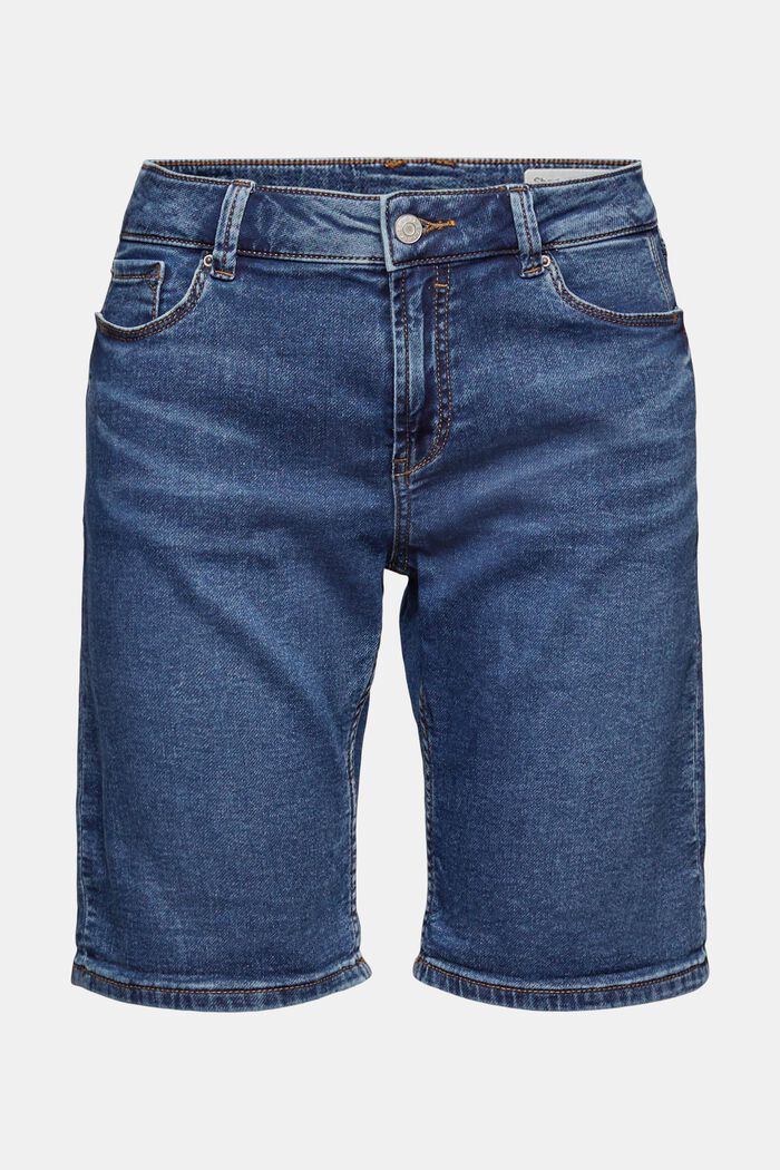 Denim shorts made of blended organic cotton, BLUE MEDIUM WASHED, detail image number 6
