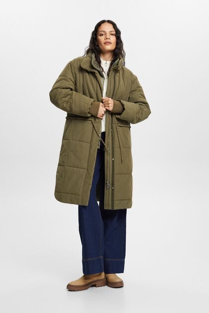 Recycled: quilted coat with fleece lining