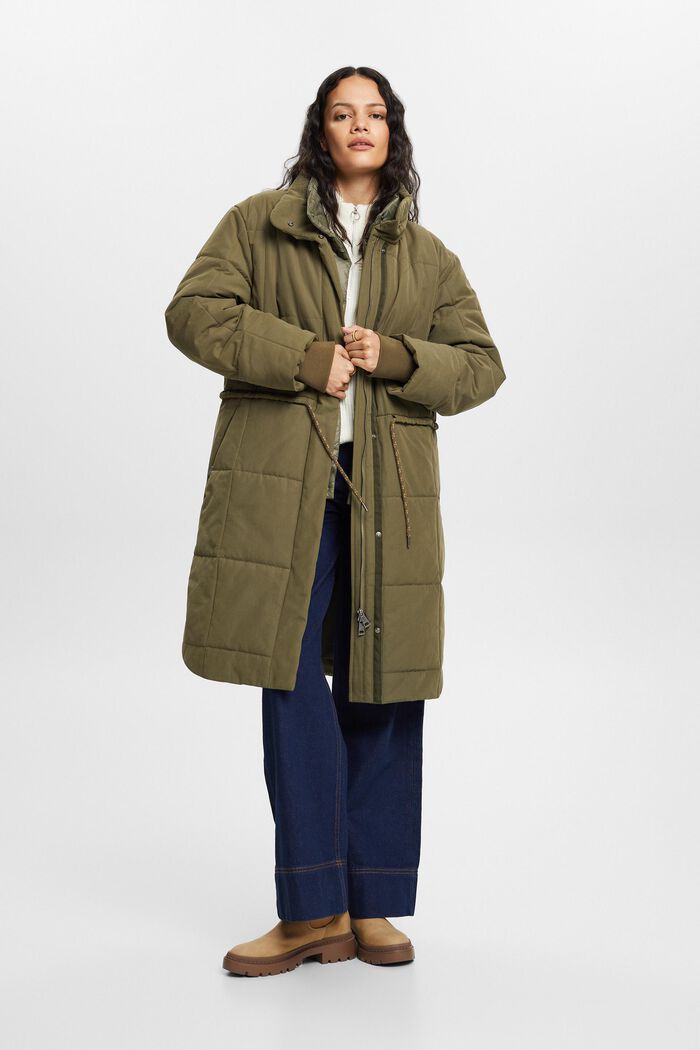 ESPRIT - Recycled: quilted coat with fleece lining at our online shop