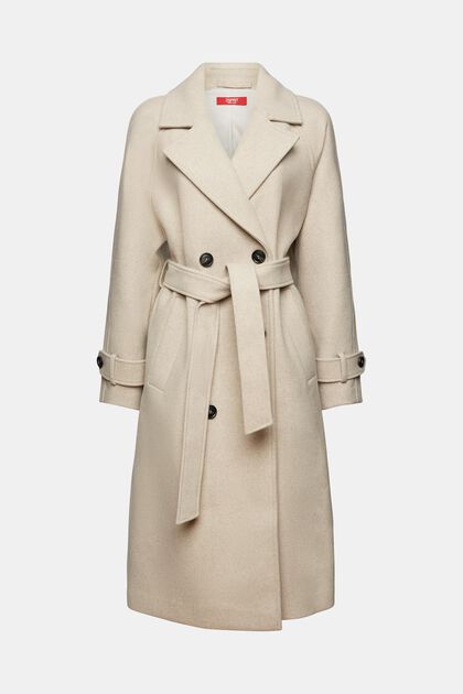 Recycled: belted coat with wool