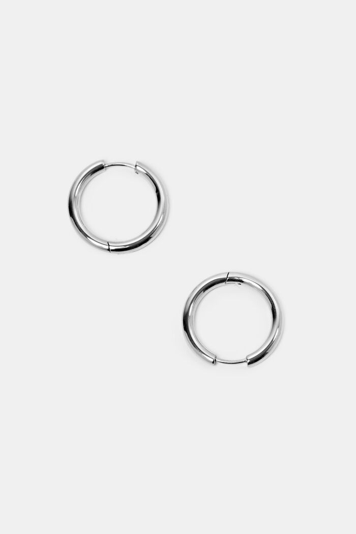 Small hoop earrings, stainless steel, SILVER, detail image number 0