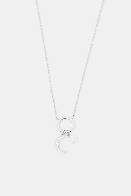 Necklace with zirconia pendants, sterling silver