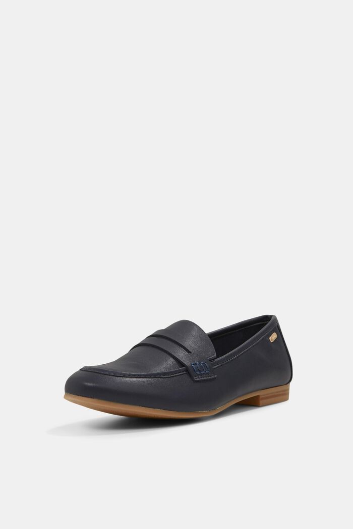 Moccasin loafers in faux smooth leather, NAVY, detail image number 2