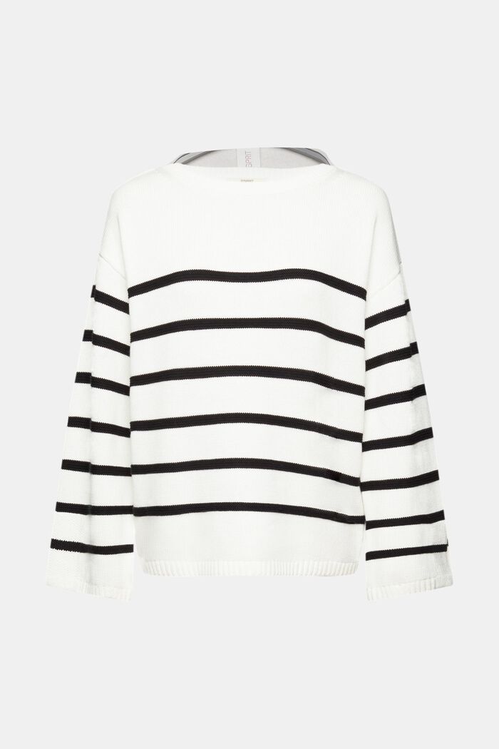 Striped jumper in organic cotton, OFF WHITE, detail image number 6