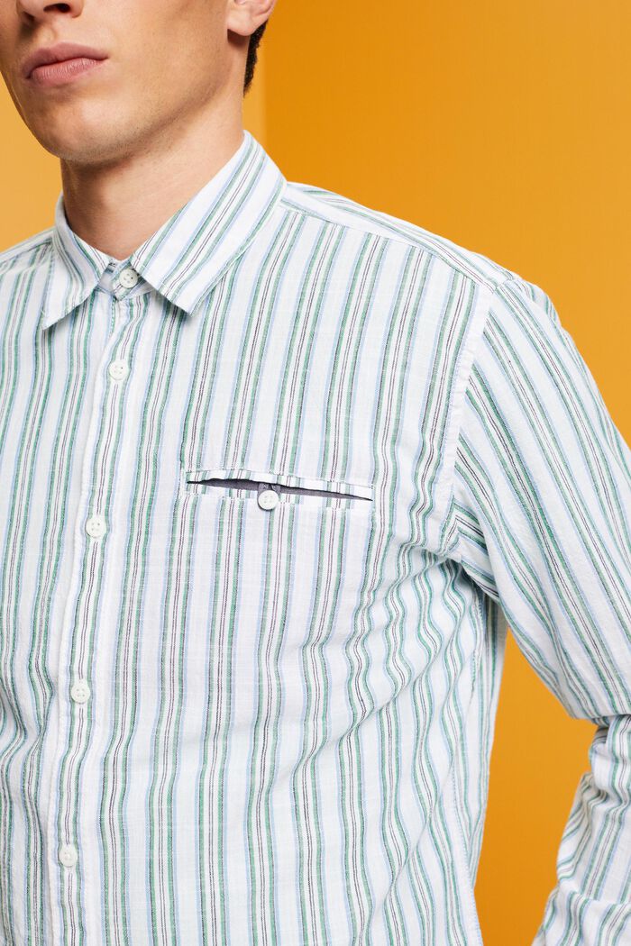 Striped Cotton Shirt, WHITE, detail image number 2
