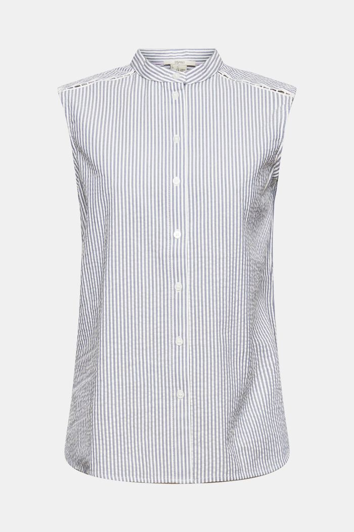 Short sleeve blouse with vertical stripes, WHITE, detail image number 6