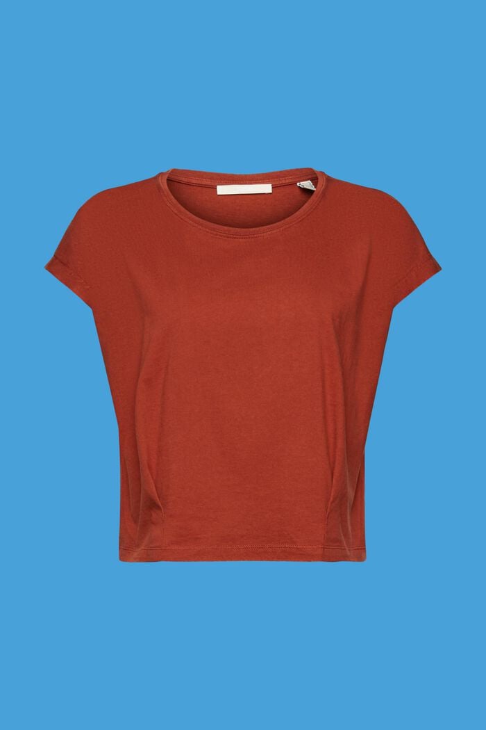 Cropped t-shirt with pleats, TERRACOTTA, detail image number 6