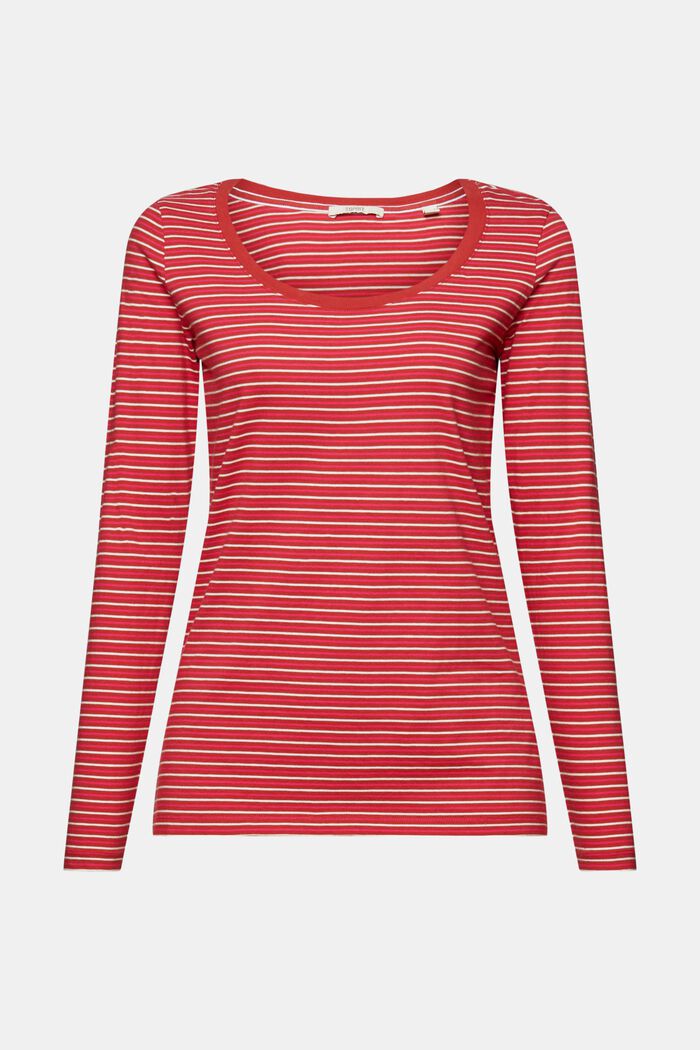 Long sleeve top with a striped pattern, TERRACOTTA, detail image number 6