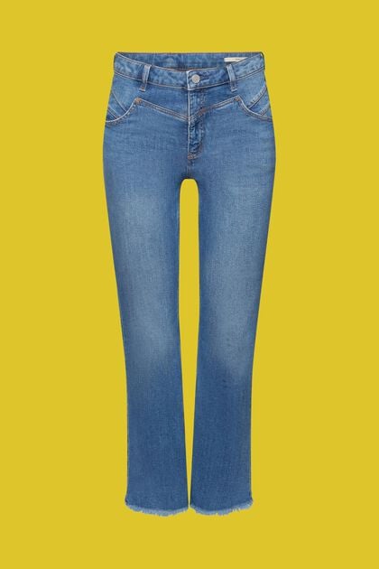 Cotton mid-rise jeans with a kick flare