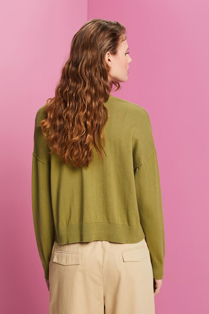 Open knit cardigan, 100% cotton, PISTACHIO GREEN, detail image number 3